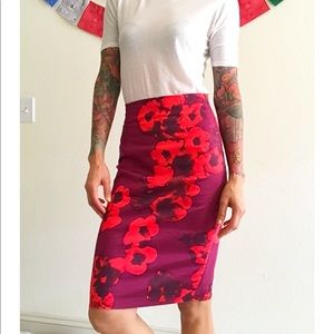 Burgundy/red/blood red tapered skirt